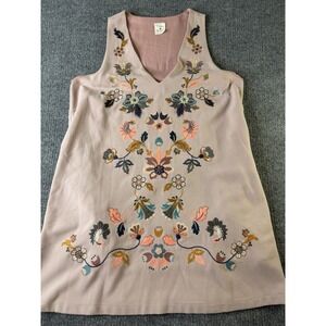 By Together Embroidered Floral Tank Dress Boho Sleeveless Pink Size L